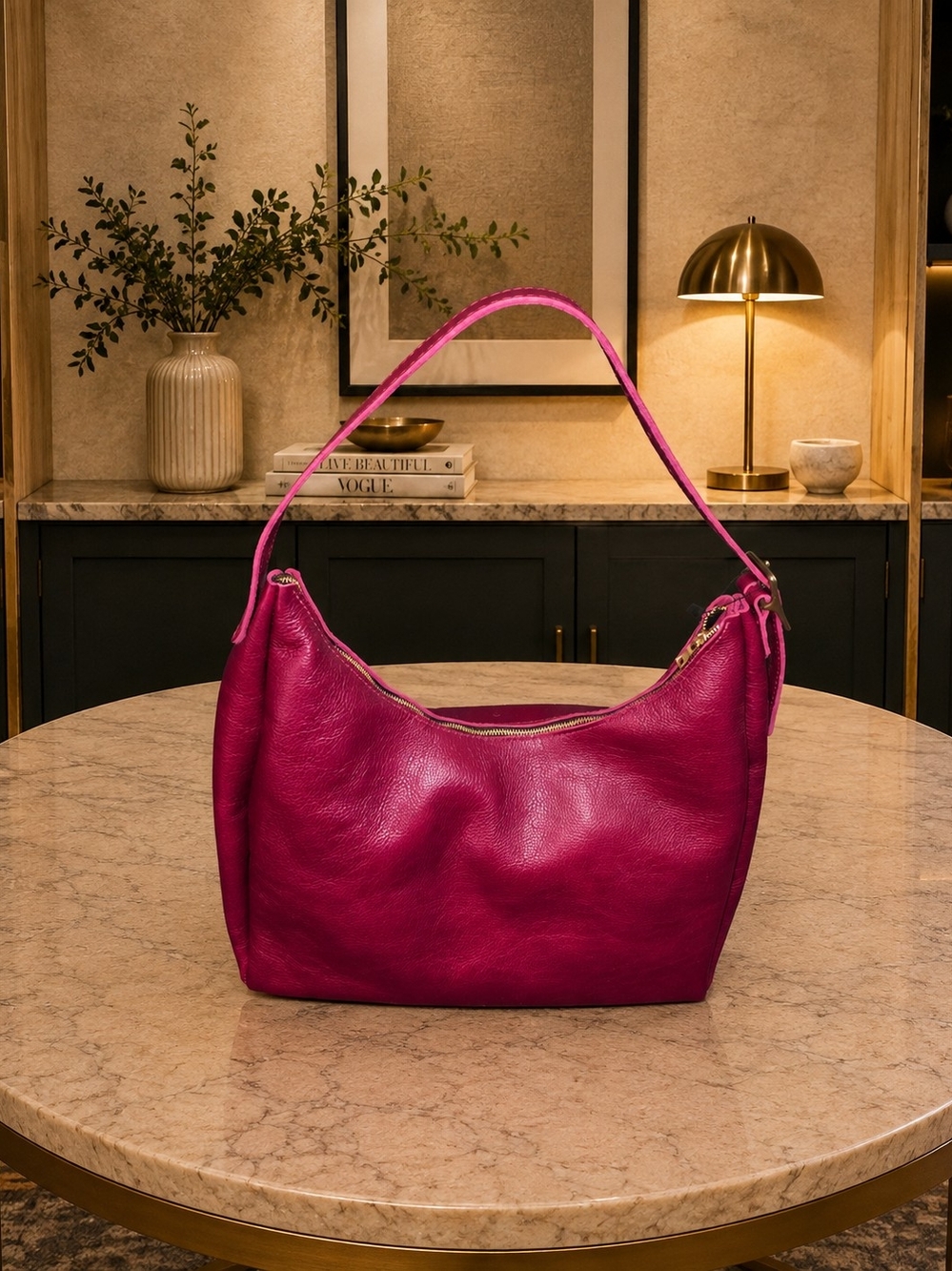 Portland Leather - Brand New Orchid Oversized Aspen Shoulder Bag - Picture 2 of 4